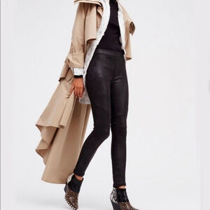 Free People Never Let Go faux leather leggings black suede skinny pants size 12